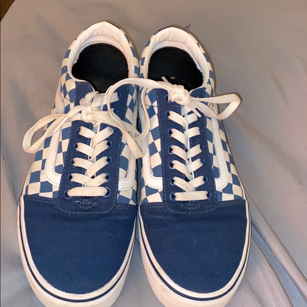 blue checkered old skool vans